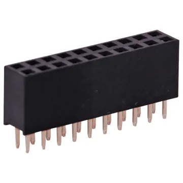 As used with Arduino development boards. Gold plated contacts. 2.54mm spacing. Height is measurement of plastic surround in mm. 
Oupiin series 2044.