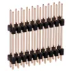 Single and dual row models available in straight or 90° pin types. Both have 2.54mm pin spacing. Gold Plated Contacts
