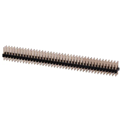 3 row PCB header strip with standard 2.54mm spacing, gold plated contacts and 40 pins per row.