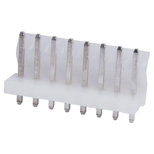 8 Way.
PCB Mount.
Straight Pin Header.
3.96mm Spacing.
Rated at 7A.
Includes Crimp Pins.
