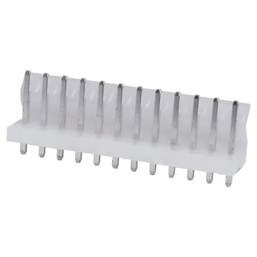 12 Way.
PCB Mount.
Straight Pin Header.
3.96mm Spacing.
Rated at 7A.
Includes Crimp Pins.