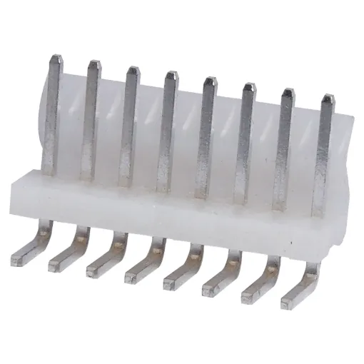 8 Way.
PCB Mount.
90 Deg. Pin Header.
3.96mm Spacing.
Rated at 7A.
Includes Crimp Pins.