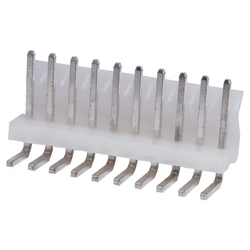 10 Way.
PCB Mount.
90 Deg. Pin Header.
3.96mm Spacing.
Rated at 7A.
Includes Crimp Pins.