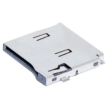Push-push secure locking type. When inserted, card locks in. When card is pushed it springs outward.