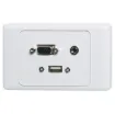 Flylead Wallplate fitted with VGA, 3.5mm audio &amp USB Type A.