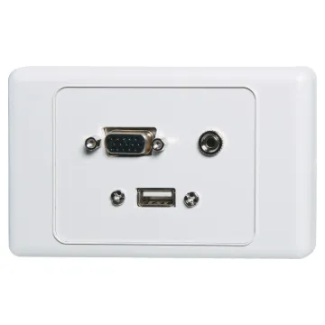 Flylead Wallplate fitted with VGA, 3.5mm audio &amp USB Type A.