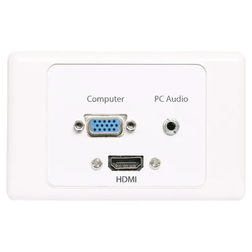 Flylead Wallplate fitted with VGA, 3.5mm audio &amp HDMI.