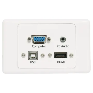 Flylead Wallplate fitted with VGA, HDMI, 3.5mm audio &amp USB Type B.