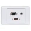 Flylead Wallplate fitted with VGA, HDMI and 3.5mm audio.