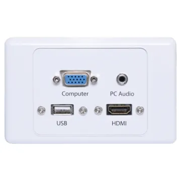 Flylead Wallplate fitted with HD9 female VGA, 3.5mm audio, HDMI &amp USB Type A.
