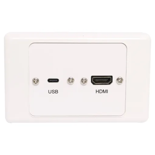 Flylead wallplate fitted with HDMI and USB Type C.