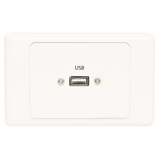 Flylead Wallplate fitted with USB 2.0 connection Type A.