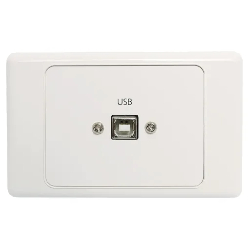 USB Type B wallplate Rear is fitted with 150mm fly lead and USB Type A plug for easy connection.