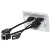 Wallplate fitted with RJ45 Cat6, USB Type A & HDMI connections. 150mm fly leads on rear.