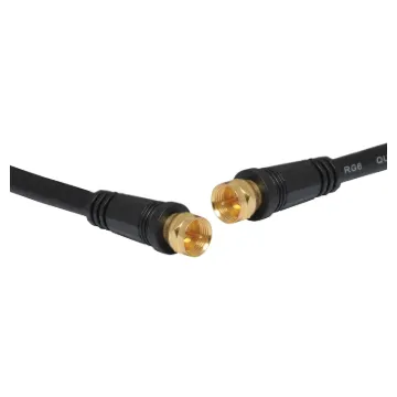 Quad shielded RG6 coaxial cable terminated with F type connectors.