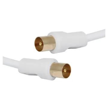 1.5m White TV aerial cable (PAL male to PAL male). (BULK Version- No packaging version).