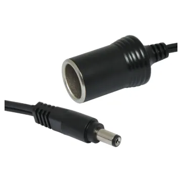 Adapts 2.1mm DC outlet to car accessory socket. Ideal for powering auto compressor from jump starter or portable battery pack.