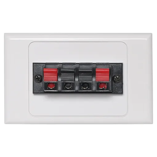 Dual spring terminal for speaker connection.