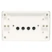 Dual spring terminal for speaker connection.