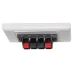 Dual spring terminal for speaker connection.