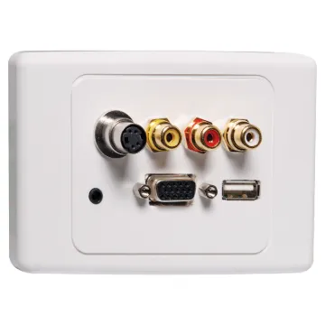 Fitted with a combination of "back to back" connectors and screw terminals. VGA connector & 3.5mm audio are via screw terminals. All other connections (RCA, S-Video &ampampamp USB Type A) are "back to back".