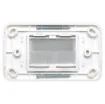 Slim profile for fitting behind cabinets. Brush plate for cable entry through walls etc.