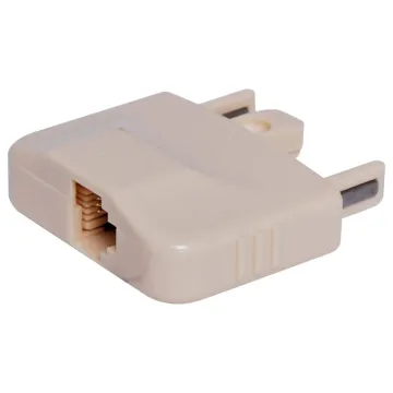 Converts the modern RJ12 clear modular plug connectors into the old style IVO 606M4 plugs for older homes that still have this style of wall socket.