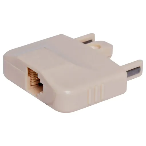 Converts the modern RJ12 clear modular plug connectors into the old style IVO 606M4 plugs for older homes that still have this style of wall socket.