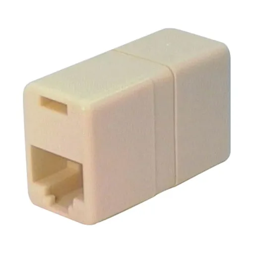 Modular female to female adaptor. 8 way 8 wire. Joins 2 telephone or computer network cables together.