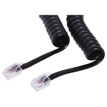 4P4C-4P4C (RJ10) 3m black curly cord suitable replacement for most modern telephone handpick cables.