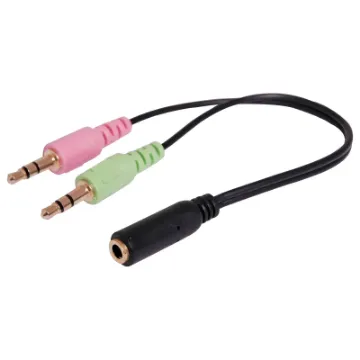 3.5mm Stereo plug - 2 x 3.5mm socket (Y lead), 0.15m.