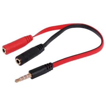 3.5mm TRRS plug - 2 x 3.5mm Stereo sockets. Designed to split the headphone and microphone signals from a 3.5mm TRRS plug.  15cm length.