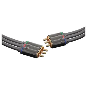 Component 3 RCA Male to 3 RCA Male Lead, 1.5m. Diecast connector bodies. Gold plated contact surfaces.