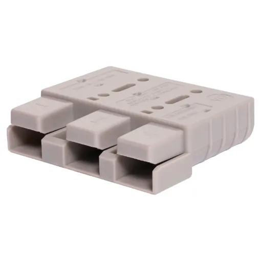 A 3 pole DC plug in the style of the SB50 Anderson connector.