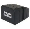 This Anderson style connector features an enclosure for surface mounting on vehicle cabinets or bodywork.
