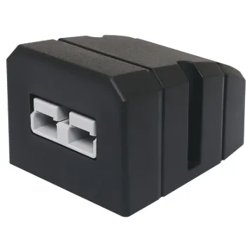 This Anderson style connector features an enclosure for surface mounting on vehicle cabinets or bodywork.