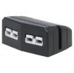 This Anderson style connector features an enclosure for surface mounting on vehicle cabinets or bodywork.