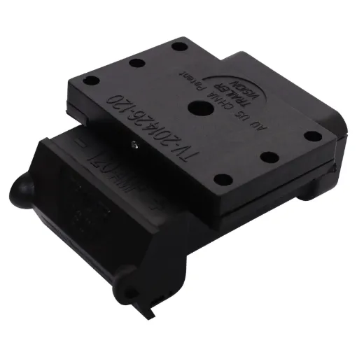 Trailer Vision TV201426-120. This surface mount housing is suitable for use with Anderson SB120 connectors and allows direct mounting to tow bar, bumper or other surface for easy connection and disconnection of Anderson plugs.