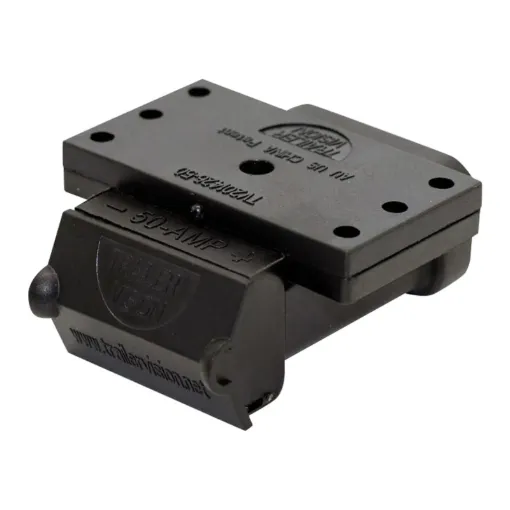 Trailer Vision TV-201426-50. This chassis mount housing is suitable for use with Anderson SB50 connectors and allows direct mounting to tow bar, bumper or other surface for easy connection and disconnection of Anderson plugs.