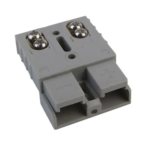 TrailerVision TV-USCHEU.  Allows you to terminate your DC power cabling with simple screw terminals instead of crimped lugs. This SB50 Anderson Style genderless connector is rated to 50A and can be used to quickly terminate cabling anywhere you would normally use an SB50 Anderson connector.