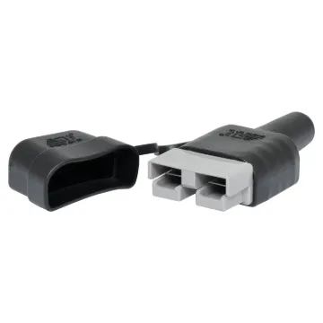 Rubber boot cover for 50A Anderson connectors with dust cover to protect the connector from dust and moisture when not in use.