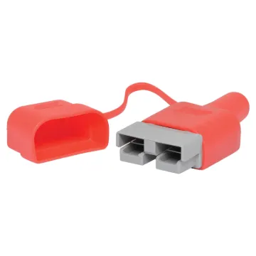 Rubber boot cover for 50A Anderson connectors with dust cover to protect the connector from dust and moisture when not in use.