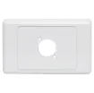 Single wallplate to suit any standard dimension SpeakOn sockets. Countersunk screw holes. Mounting hole spacing 19W x 24Hmm.