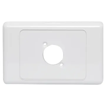 Single wallplate to suit any standard dimension SpeakOn sockets. Countersunk screw holes. Mounting hole spacing 19W x 24Hmm.