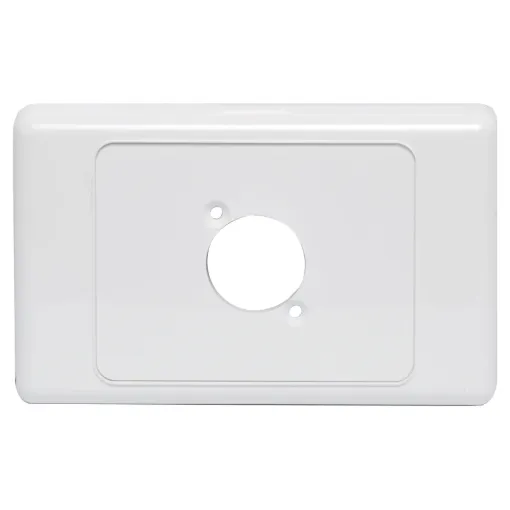 Single wallplate to suit any standard dimension SpeakOn sockets. Countersunk screw holes. Mounting hole spacing 19W x 24Hmm.