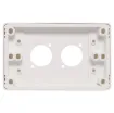 Dual wallplate to suit any standard dimension SpeakOn sockets. Countersunk screw holes. Mounting hole spacing 19W x 24Hmm.