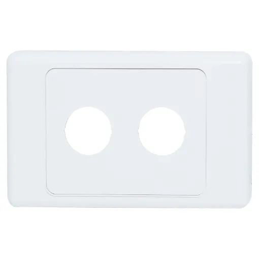 Dual gang wallplate with both clipsal and hpm covers to suit our S4030 to S4035 series of panel lamps.