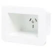Addresses a common requirement of installing power connections flush to the wall behind cabinets or televisions.
- Designed for 76 x 52mm cutout.
- Minimum Depth for 10mm plaster: 60mm, Masonry 70mm
- Appliance outlet approval: NSW24133
- Can be fitte