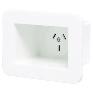 Addresses a common requirement of installing power connections flush to the wall behind cabinets or televisions.
- Designed for 76 x 52mm cutout.
- Minimum Depth for 10mm plaster: 60mm, Masonry 70mm
- Appliance outlet approval: NSW24133
- Can be fitte