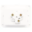 Addresses a common requirement of installing power connections flush to the wall behind cabinets or televisions.
- Designed for 76 x 52mm cutout.
- Minimum Depth for 10mm plaster: 60mm, Masonry 70mm
- Appliance outlet approval: NSW24133
- Can be fitte
